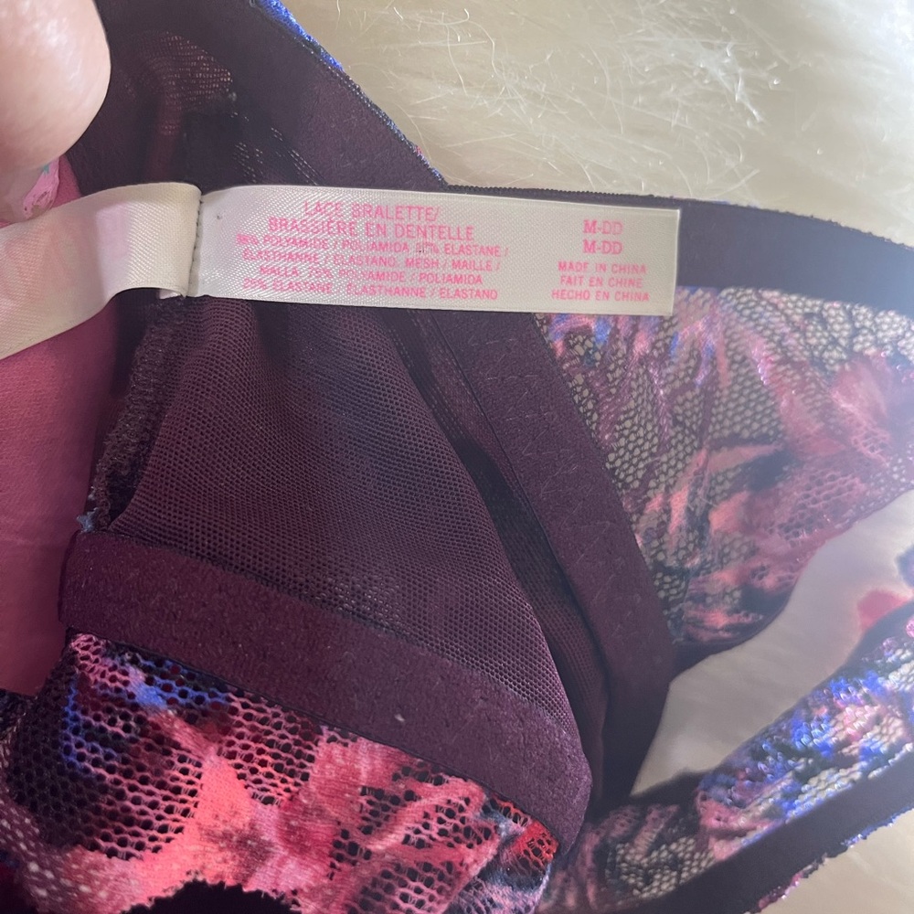 VICTORIA SECRET PINK VIVID FLORAL LACE PADDED UNDERWIRE BRA SIZE M DD - Picture 13 of 16